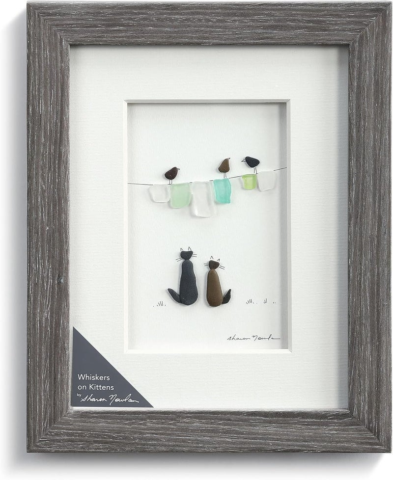 DEMDACO Sharon Nowlan Whiskers On Kittens Classic White 10 x 8 Glass Pebble and Wood Framed Wall Art - Image 4